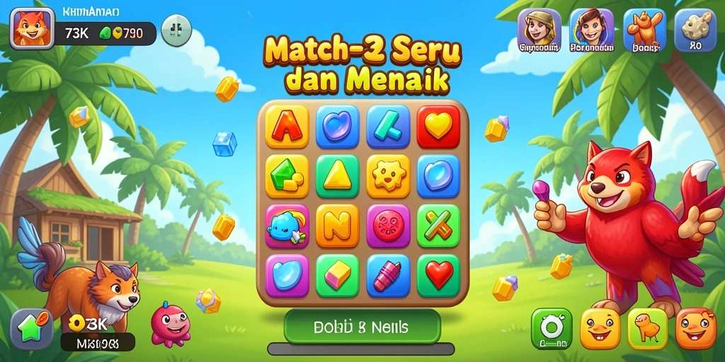 Tangkapan layar menampilkan gameplay seru permainan Match-3.