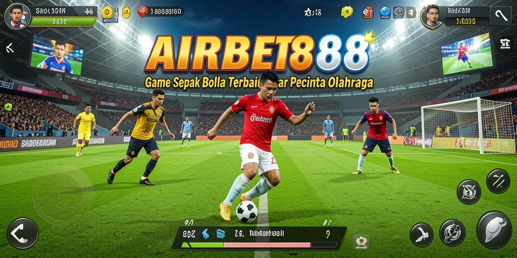 Screenshot menunjukkan aksi seru pertandingan sepak bola di AIRBET88.