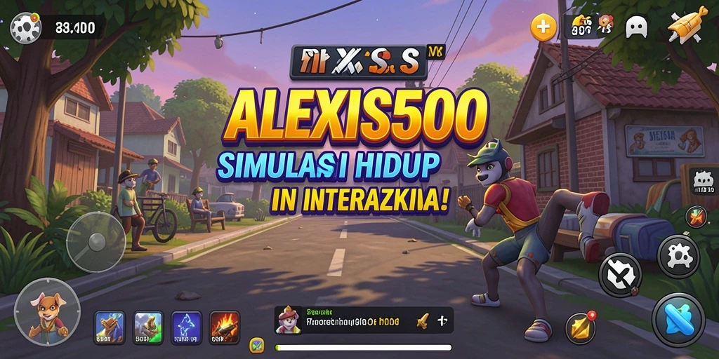 Tangkapan layar gameplay ALEXIS500 menunjukkan interaksi karakter yang dinamis.