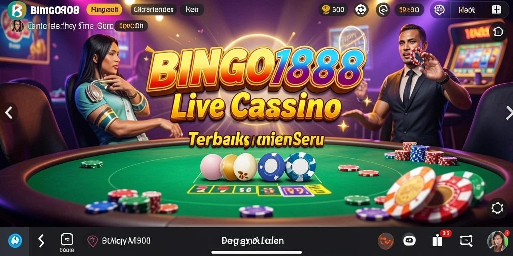 Screenshot gameplay BINGO188 menunjukkan dealer profesional dan interaksi pemain yang menyenangkan.