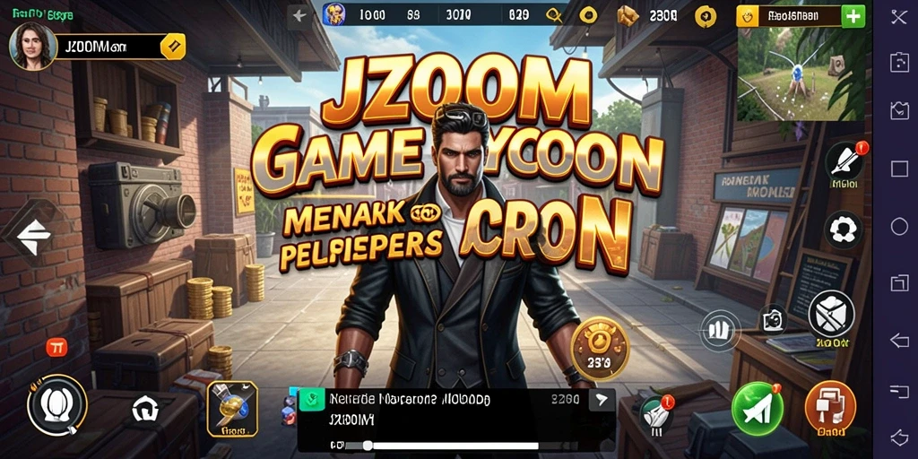 Tangkapan layar utama J200M menampilkan gameplay pengelolaan bisnis yang seru.