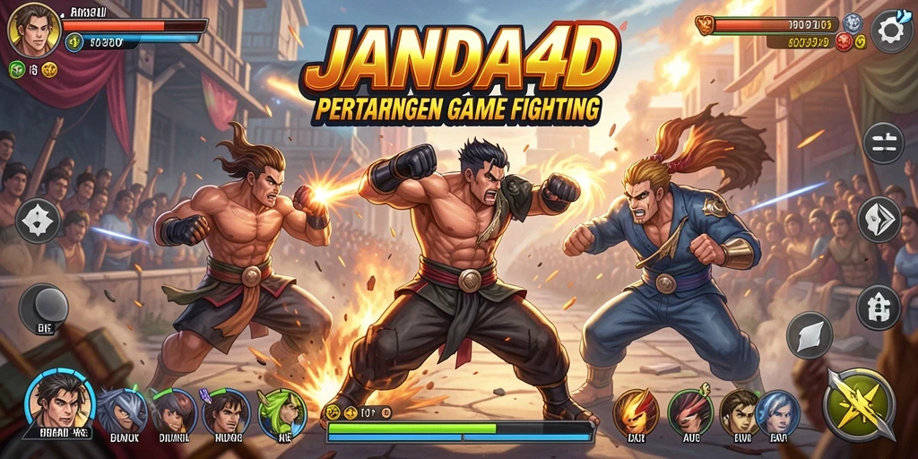 Tampilan gameplay JANDA4D dengan aksi pertarungan yang seru.