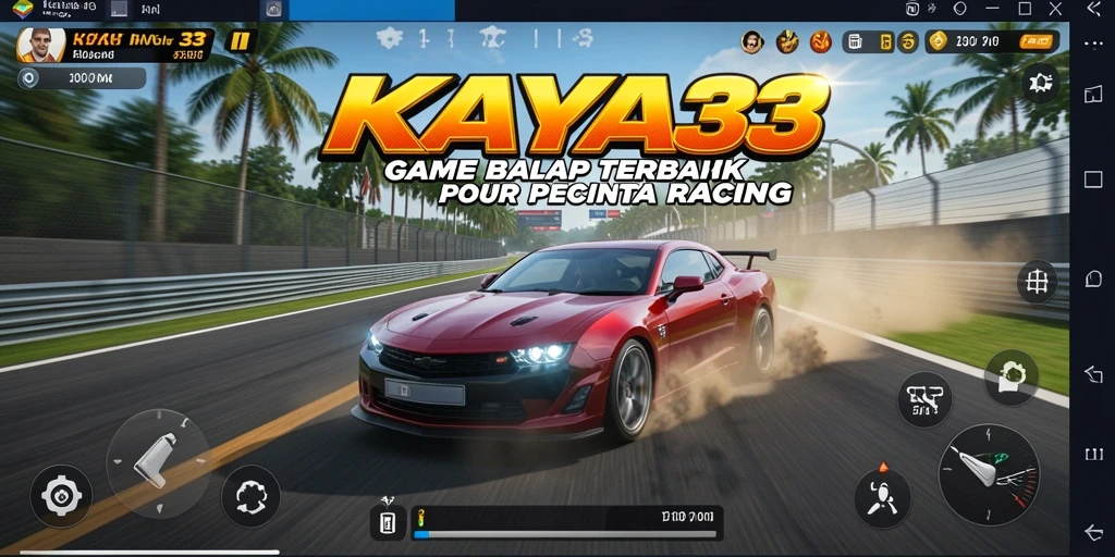 Screenshot utama gameplay KAYA33 menampilkan aksi balapan yang mendebarkan.