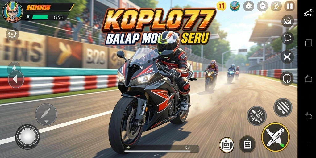 Gameplay seru KOPLO77 dengan aksi balap motor yang mendebarkan.