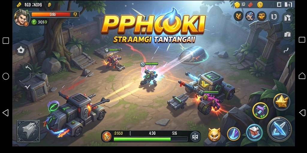 Screenshot gameplay PPHOKI menampilkan pertempuran strategi yang seru.