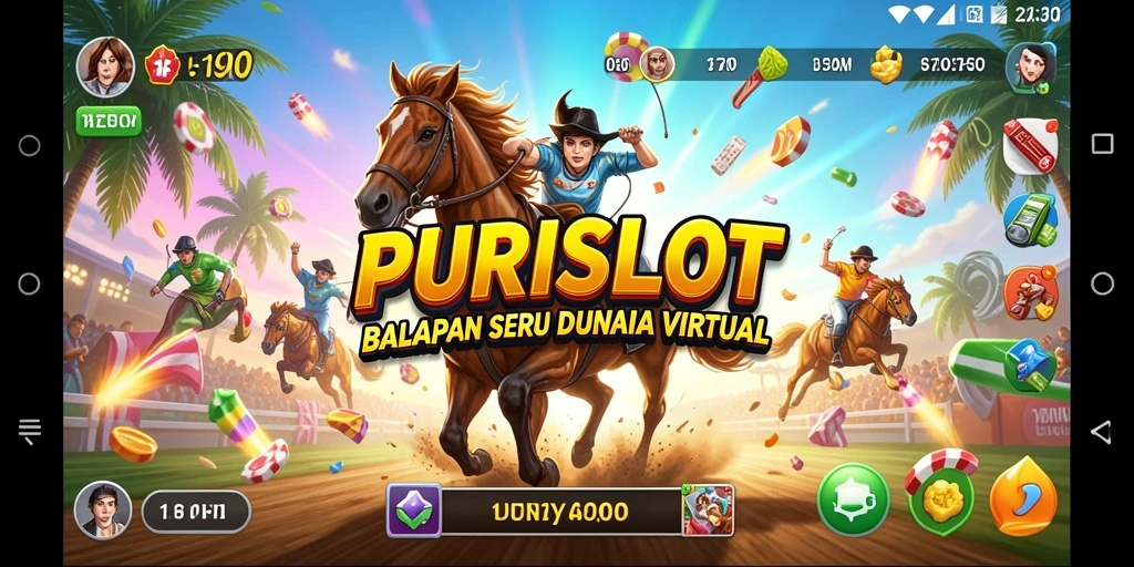 Screenshot gameplay PURISLOT yang menarik dengan aksi balapan yang mendebarkan.
