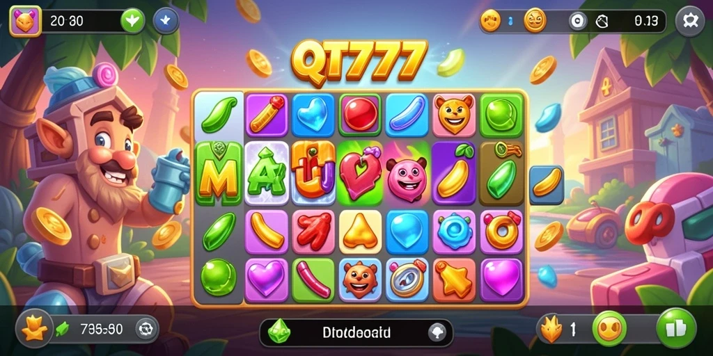 Tangkapan layar gameplay QT777 yang menarik dan penuh warna.