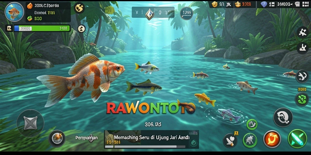 Tampilan gameplay yang menawan saat memancing di RAWONTOTO.