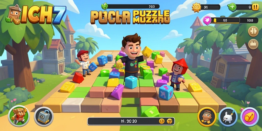 Tampilan gameplay RICH7 yang penuh warna dan menantang.