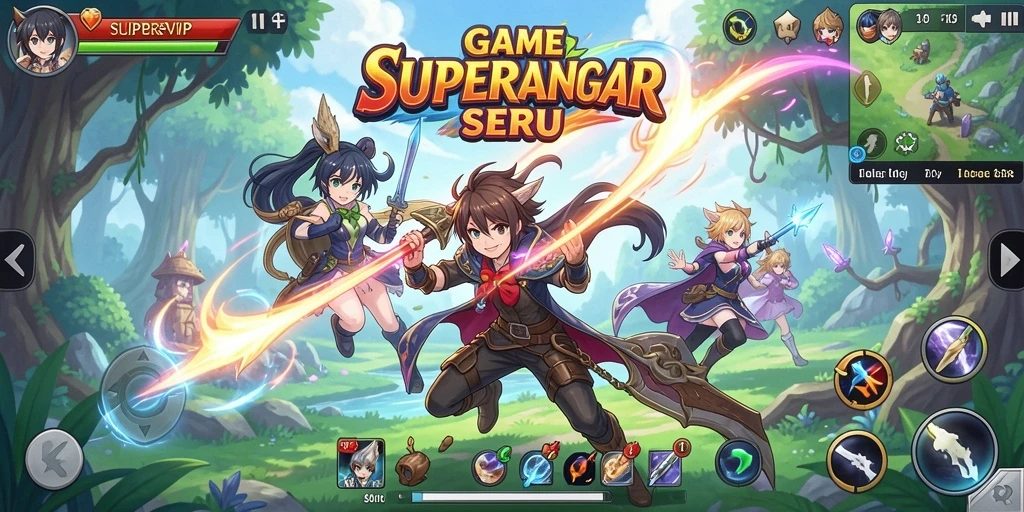 Tampilan gameplay menarik dari SUPERVIP dengan karakter anime yang menawan.